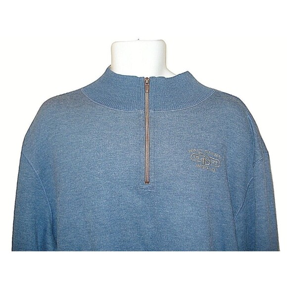 Walt Disney World 1971 Mens Lg Quarter Zip Blue Pullover Sweater Disney Park L - Picture 3 of 6